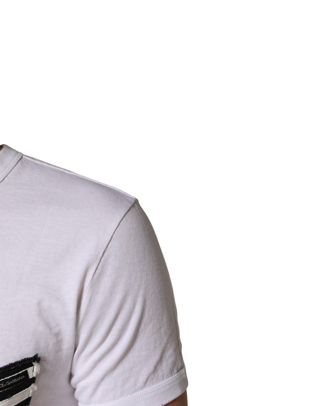 Dolce &amp; Gabbana White Stripes Cotton Crew Neck Tee T-shirt