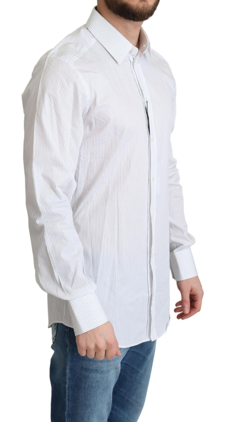 Men’s Dolce &amp; Gabbana White Stripes Cotton Formal Dress Shirt