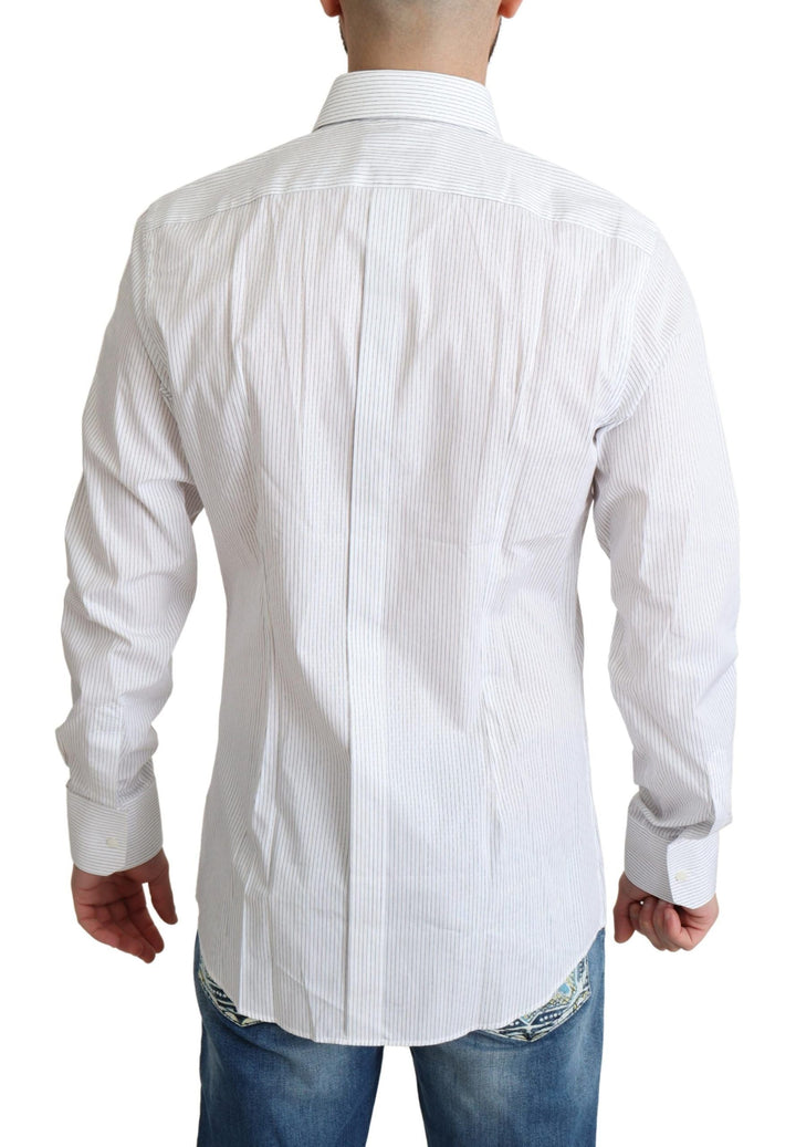 Men’s Dolce &amp; Gabbana White Stripes Cotton Formal Dress Shirt