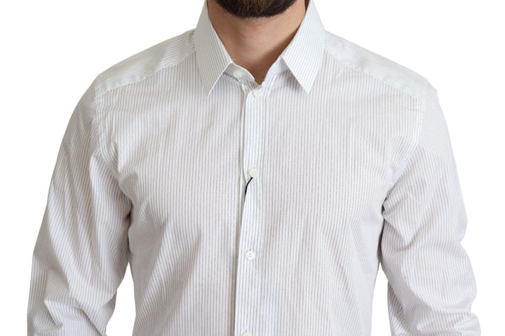 Men’s Dolce &amp; Gabbana White Stripes Cotton Formal Dress Shirt