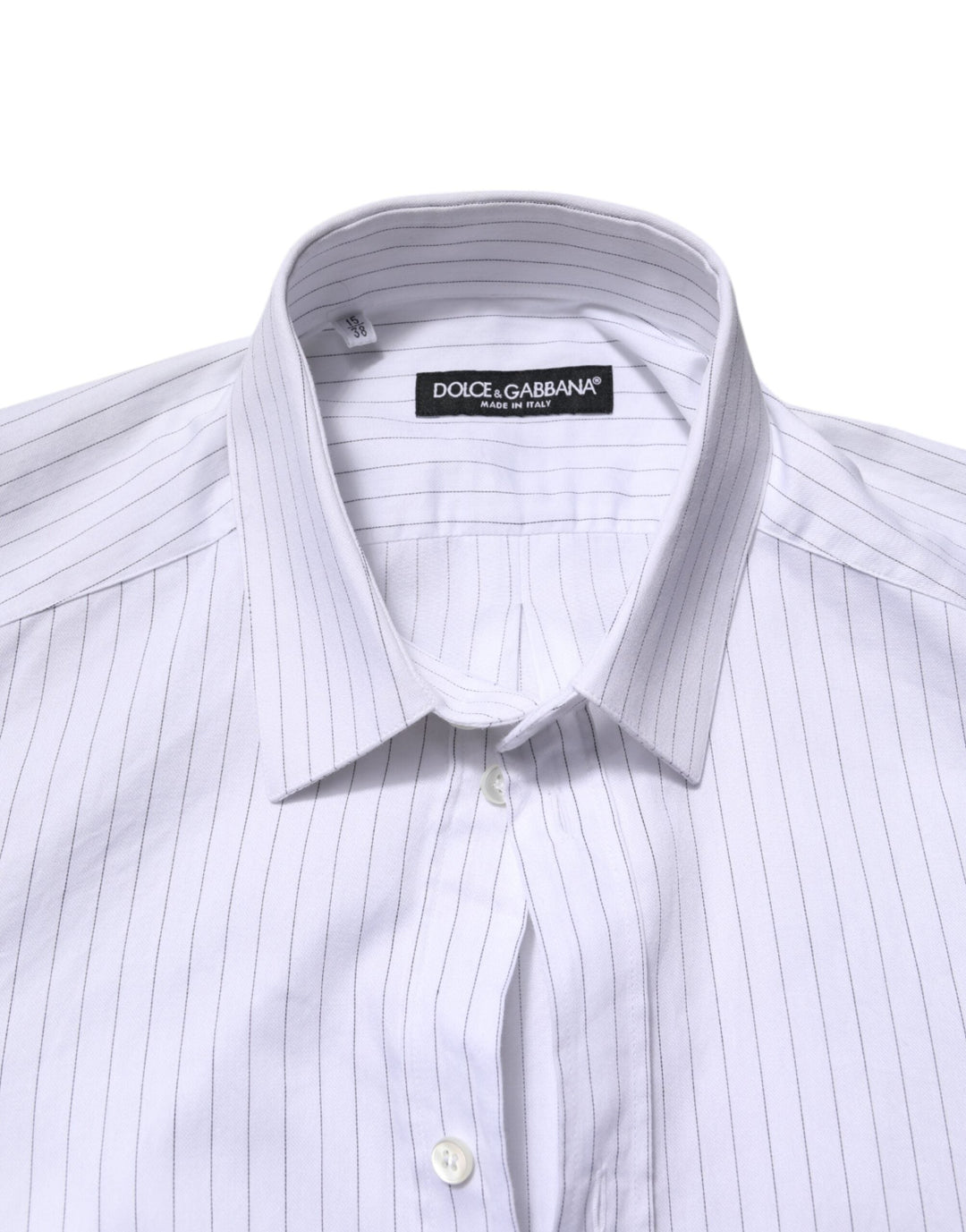 Men’s Dolce &amp; Gabbana White Stripes Cotton Long Sleeve Formal Shirt