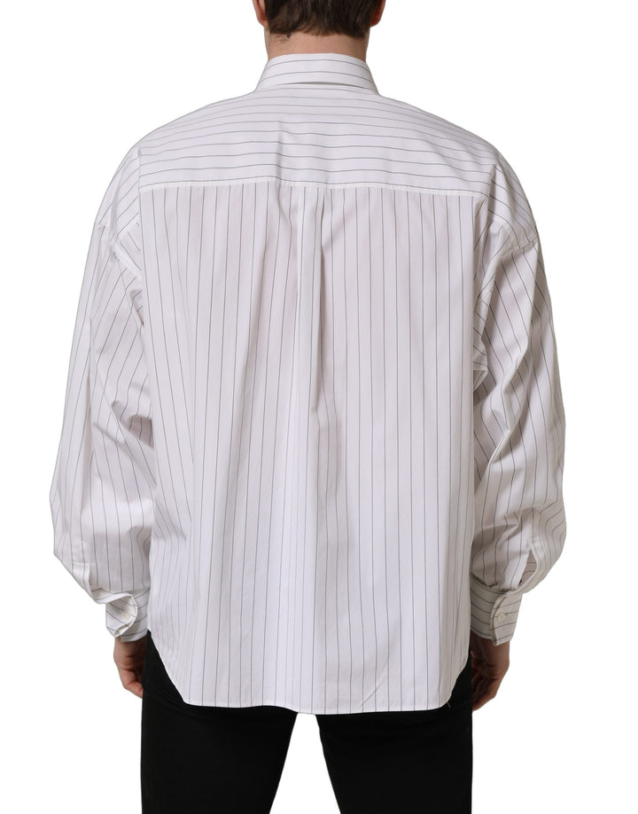 Men’s Dolce &amp; Gabbana White Stripes Cotton Men Formal Dress Shirt