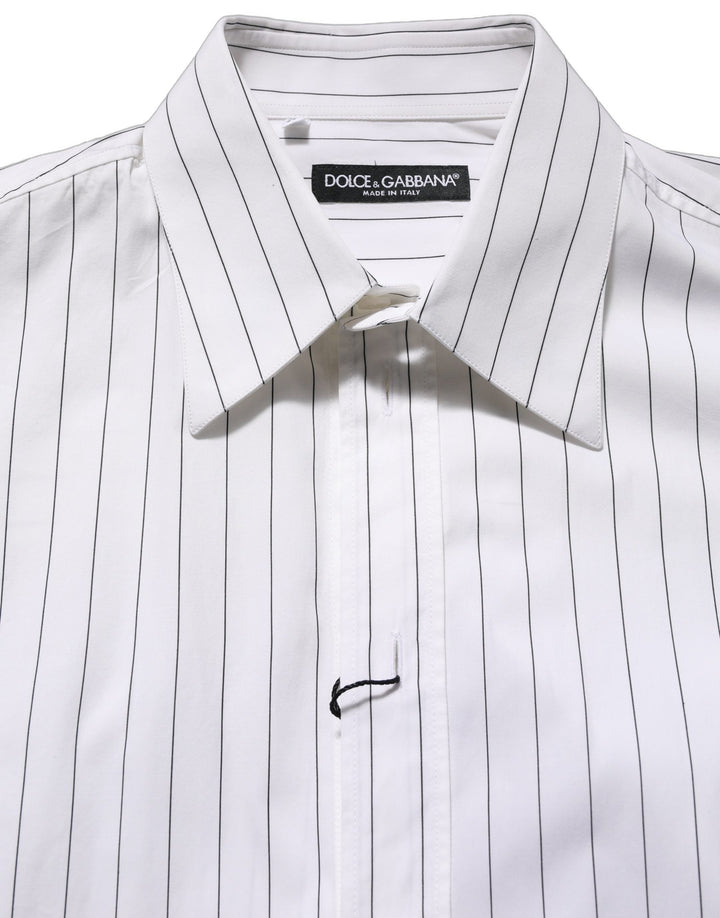 Men’s Dolce &amp; Gabbana White Stripes Cotton Men Formal Dress Shirt