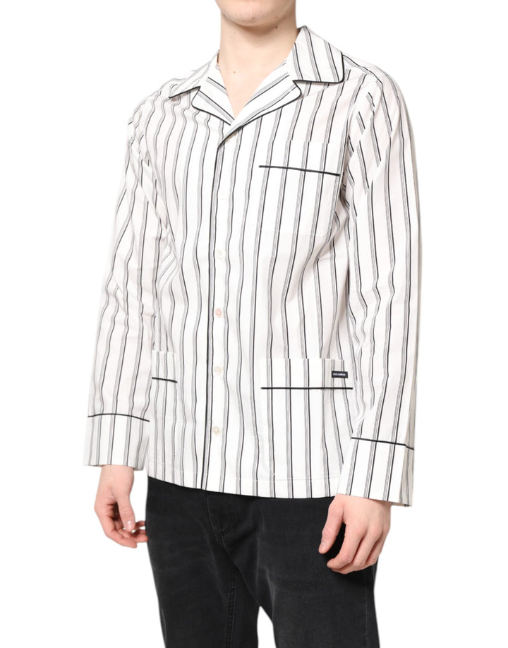 Dolce &amp; Gabbana White Stripes Lounge Pajama Sleepwear Shirt