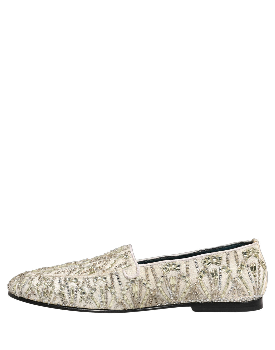 Men’s Dolce &amp; Gabbana White Velvet Embroidered Dress Loafers Shoes