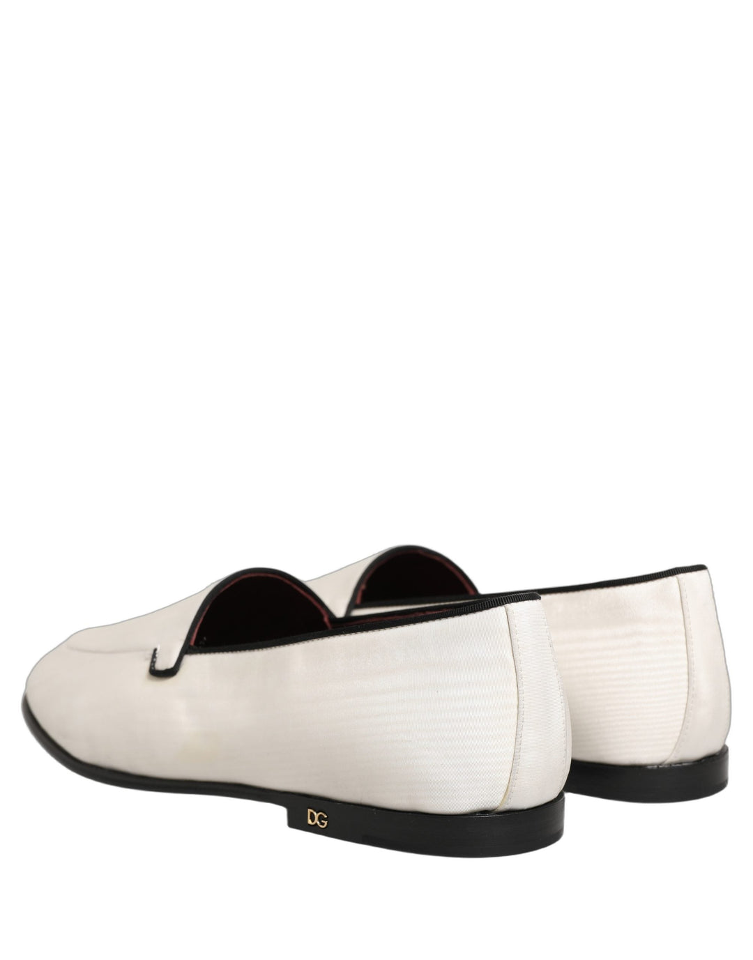 Men’s Dolce &amp; Gabbana White Velvet Slip on Men Flats Loafers Shoes