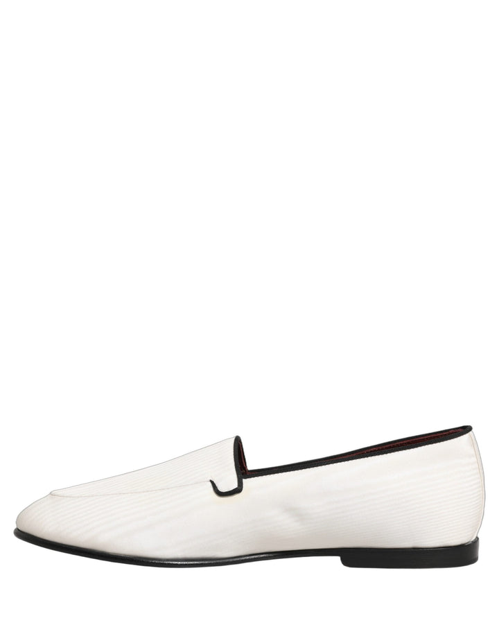 Men’s Dolce &amp; Gabbana White Velvet Slip on Men Flats Loafers Shoes