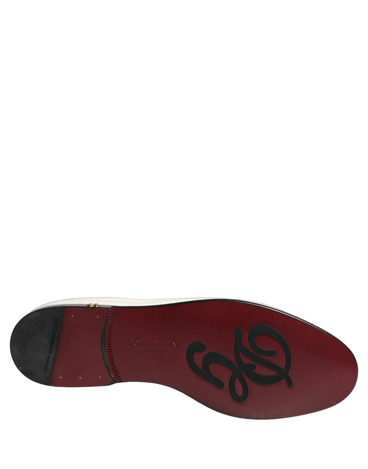 Men’s Dolce &amp; Gabbana White Velvet Slip on Men Flats Loafers Shoes