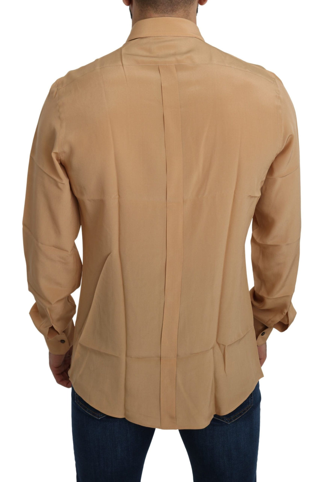 Men’s Dolce &amp; Gabbana Yellow 100% Silk Gold Top Slim Shirt