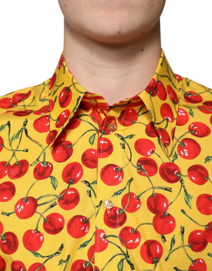 Men’s Dolce &amp; Gabbana Yellow Cherry Cotton Martini Dress Shirt
