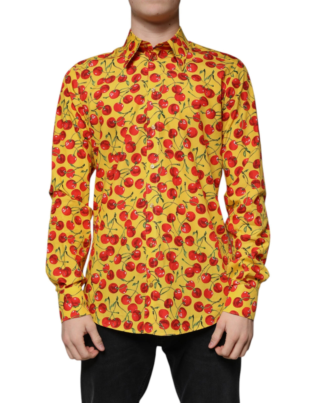Men’s Dolce & Gabbana Yellow Cherry Cotton Martini Dress Shirt