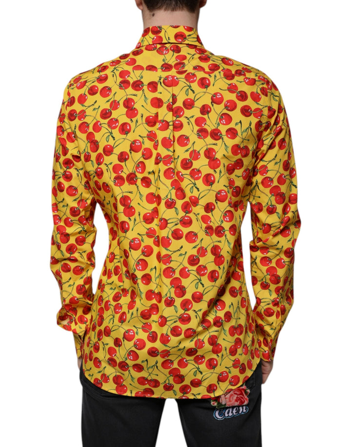 Men’s Dolce &amp; Gabbana Yellow Cherry Cotton Martini Dress Shirt