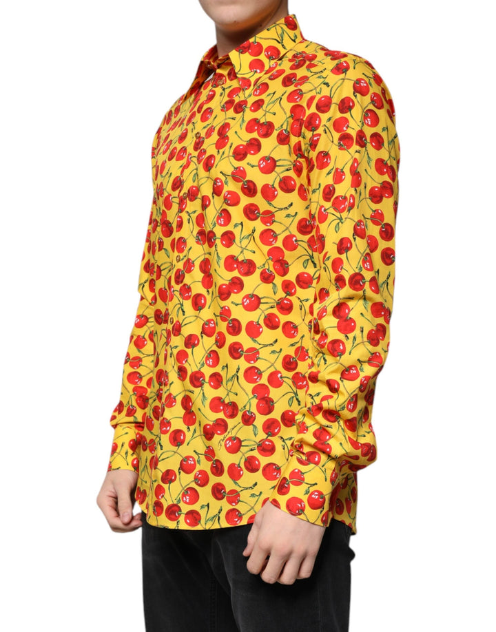 Men’s Dolce &amp; Gabbana Yellow Cherry Cotton Martini Dress Shirt