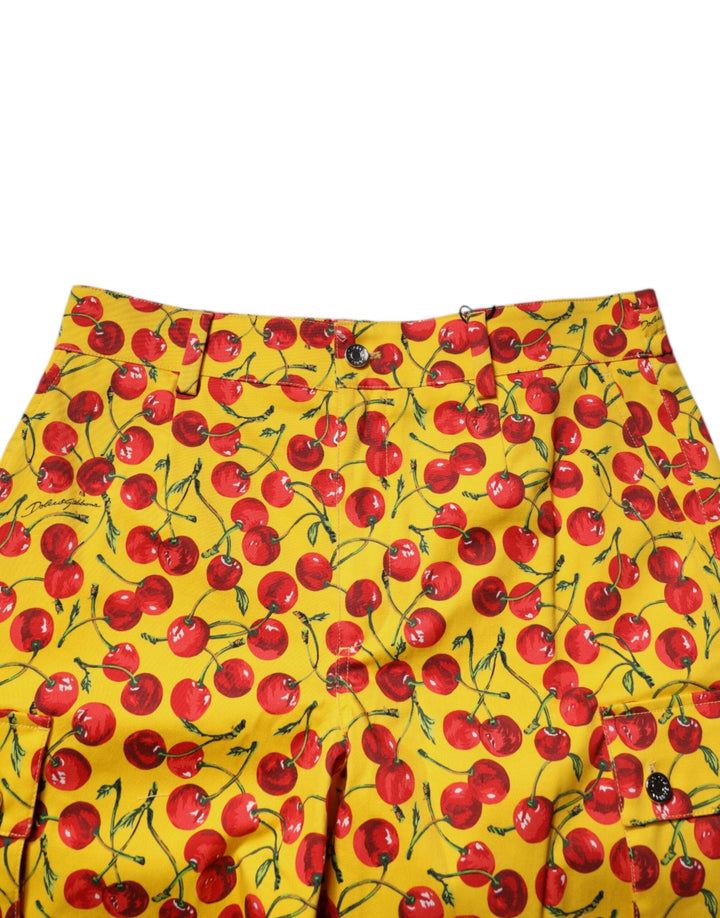 Men’s Dolce &amp; Gabbana Yellow Cherry Print Cotton Men Bermuda Shorts