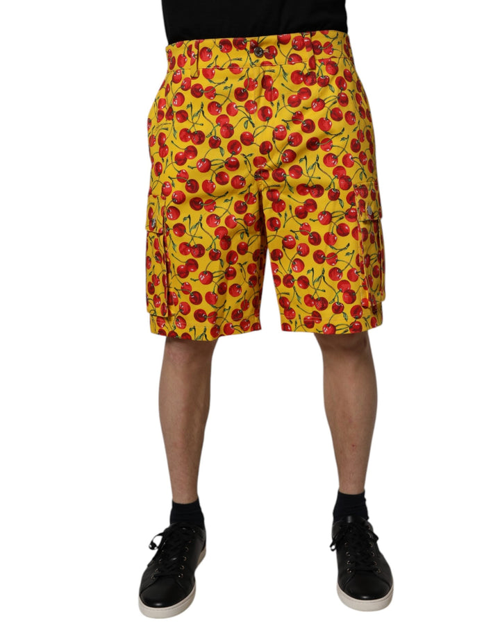 Men’s Dolce &amp; Gabbana Yellow Cherry Print Cotton Men Bermuda Shorts