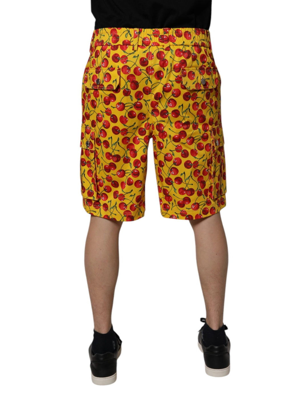 Men’s Dolce &amp; Gabbana Yellow Cherry Print Cotton Men Bermuda Shorts