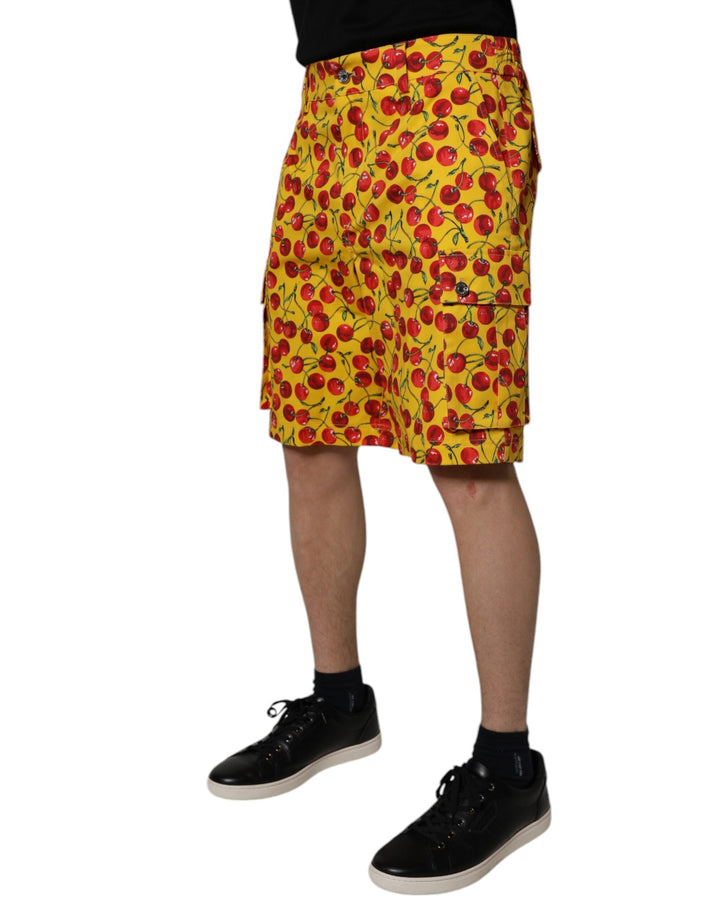 Men’s Dolce &amp; Gabbana Yellow Cherry Print Cotton Men Bermuda Shorts