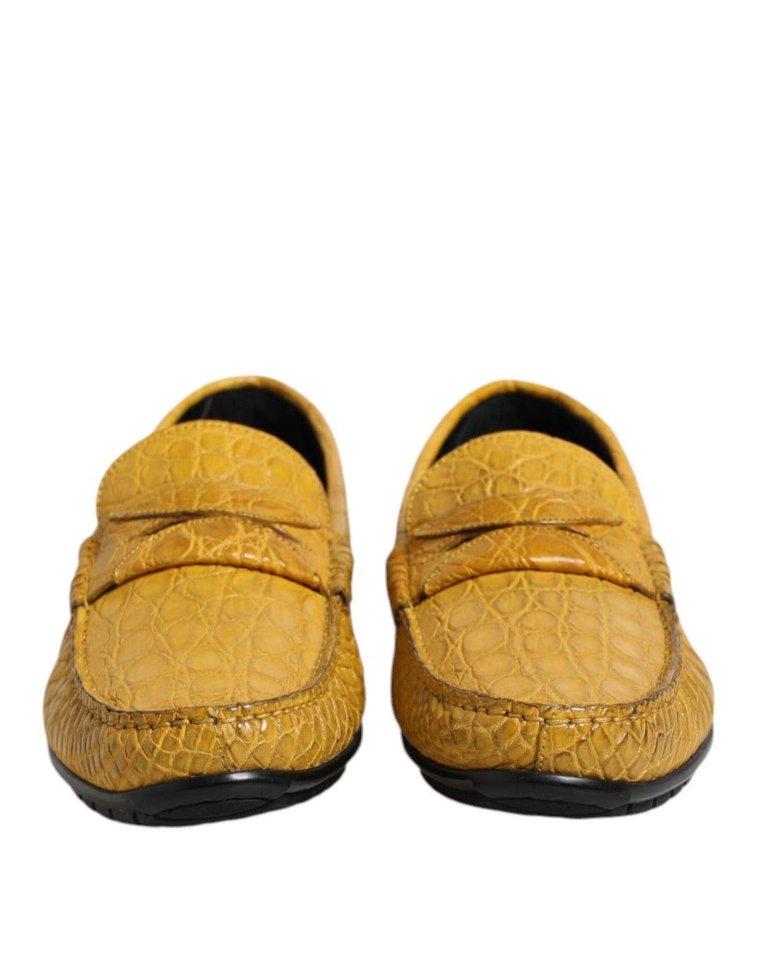 Men’s Dolce & Gabbana Yellow Exotic Leather Loafers Slip on Shoes