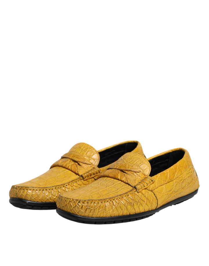Men’s Dolce &amp; Gabbana Yellow Exotic Leather Loafers Slip on Shoes