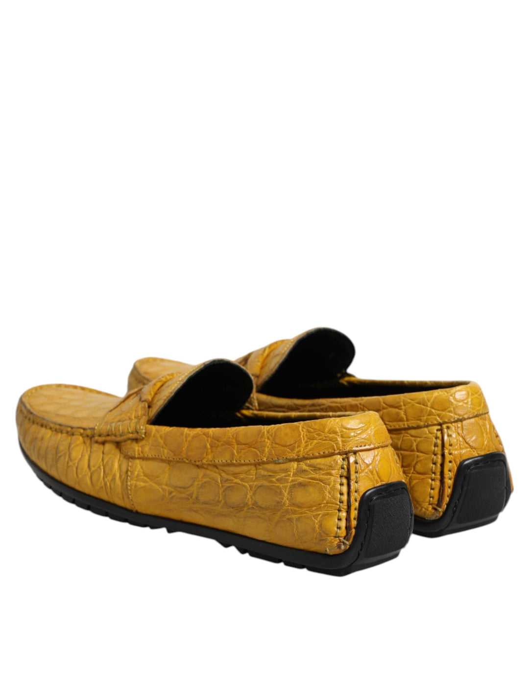 Men’s Dolce &amp; Gabbana Yellow Exotic Leather Loafers Slip on Shoes