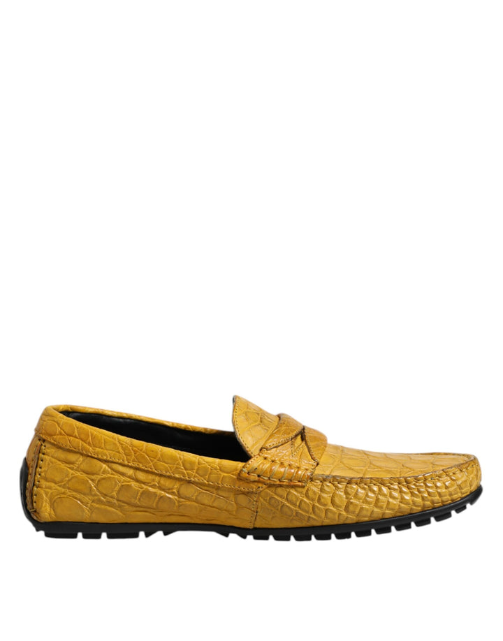Men’s Dolce &amp; Gabbana Yellow Exotic Leather Loafers Slip on Shoes