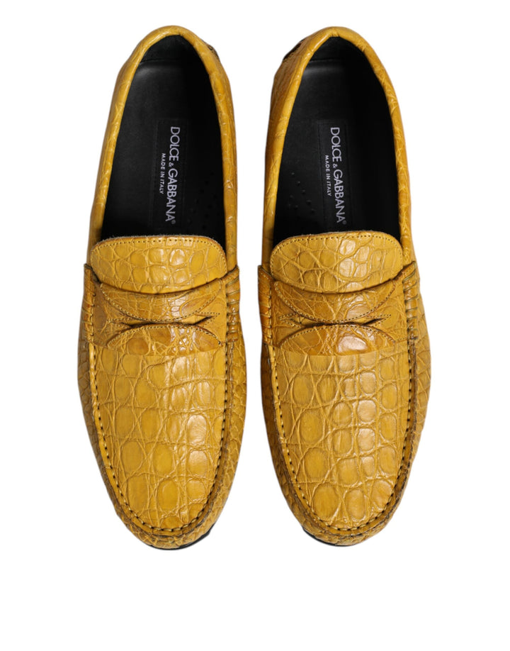 Men’s Dolce &amp; Gabbana Yellow Exotic Leather Loafers Slip on Shoes