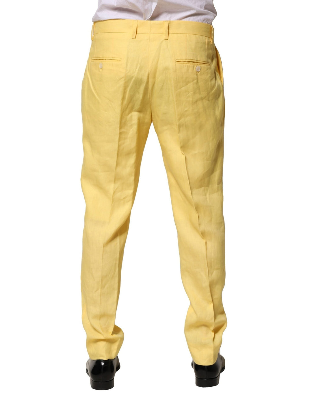 Men’s Dolce &amp; Gabbana Yellow Flax Tapered Dress Men Pants