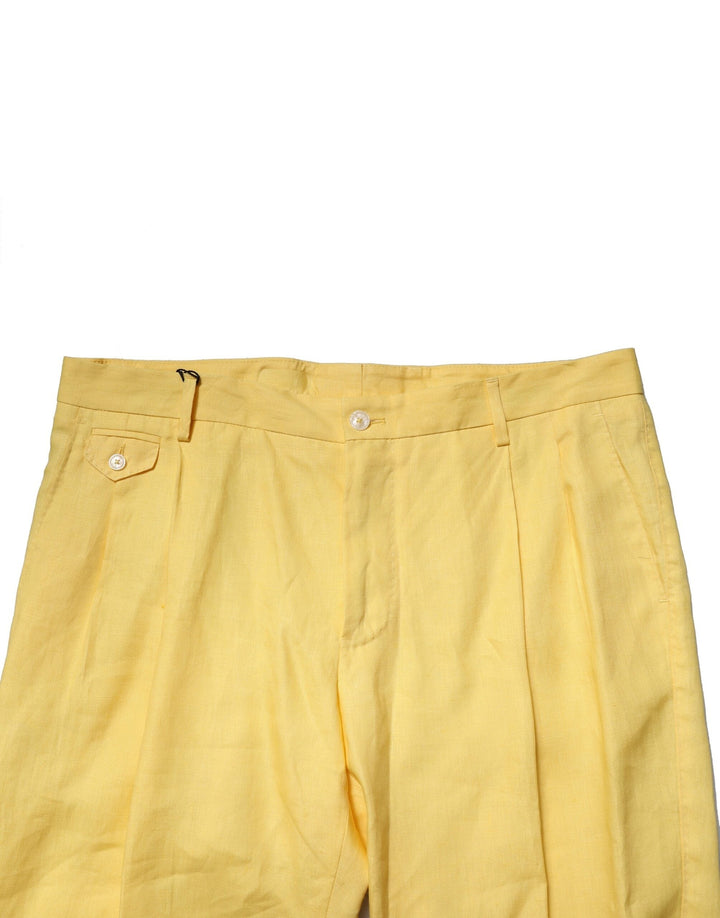 Men’s Dolce &amp; Gabbana Yellow Flax Tapered Dress Men Pants