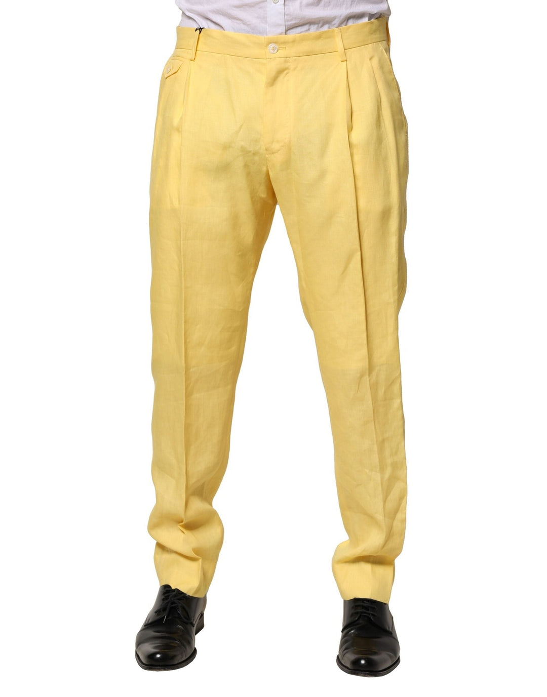 Men’s Dolce & Gabbana Yellow Flax Tapered Dress Men Pants