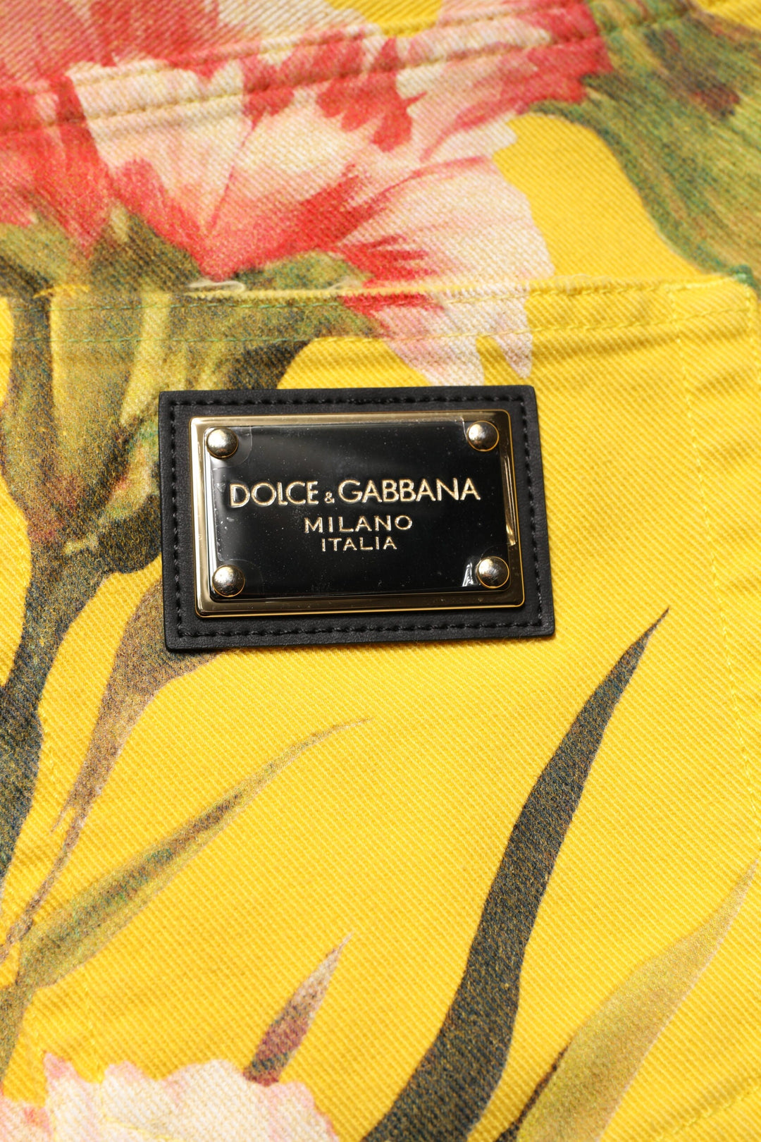 Men’s Dolce &amp; Gabbana Yellow Floral Cargo Denim Men Bermuda Shorts