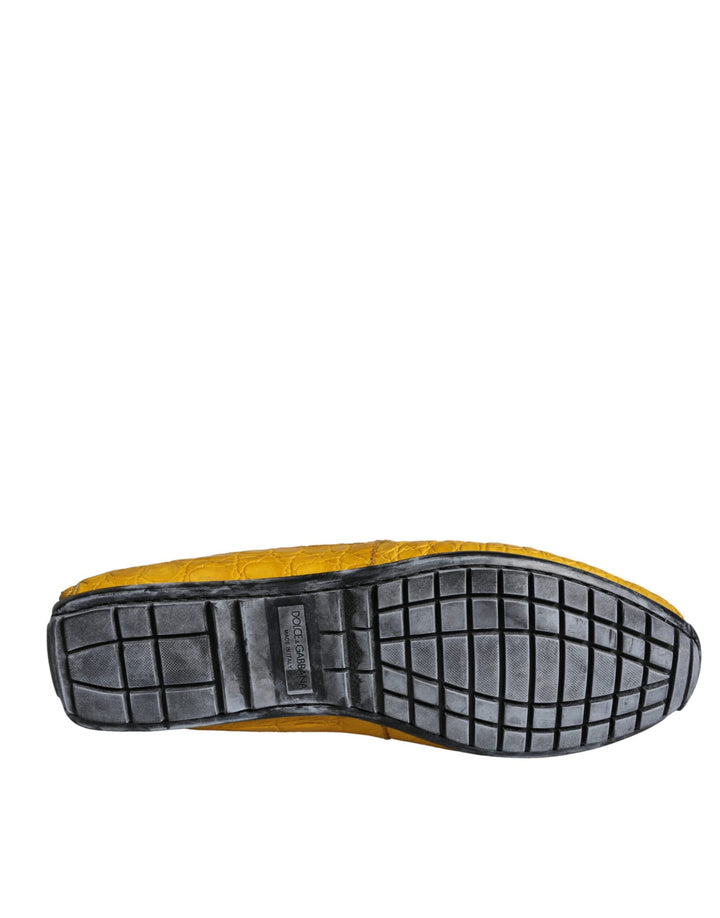 Men’s Dolce &amp; Gabbana Yellow Leather Slip Mocassin Loafers Shoes