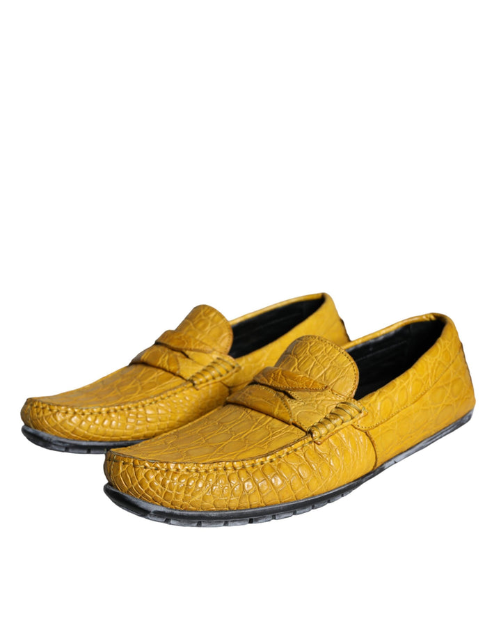 Men’s Dolce &amp; Gabbana Yellow Leather Slip Mocassin Loafers Shoes