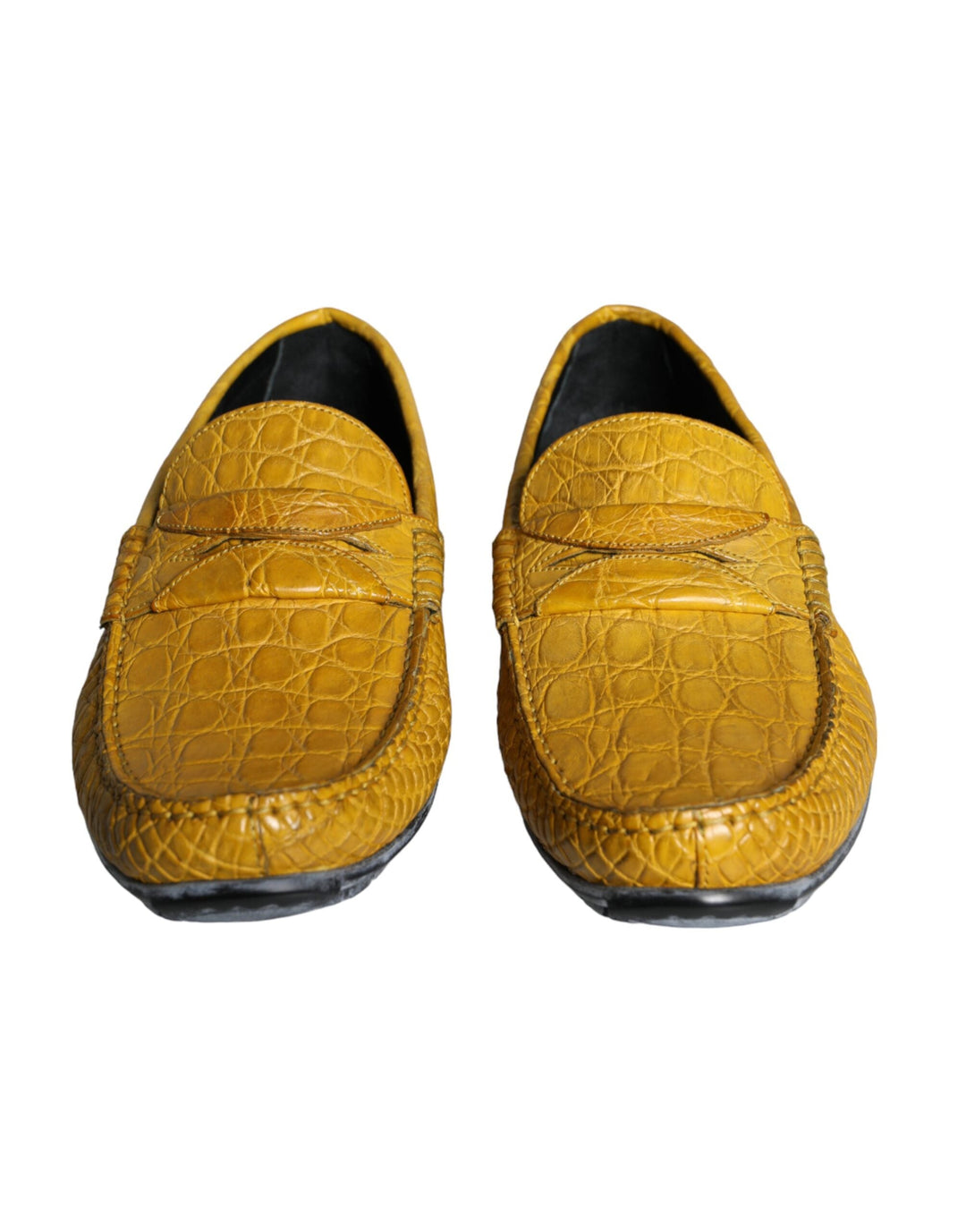 Men’s Dolce &amp; Gabbana Yellow Leather Slip Mocassin Loafers Shoes