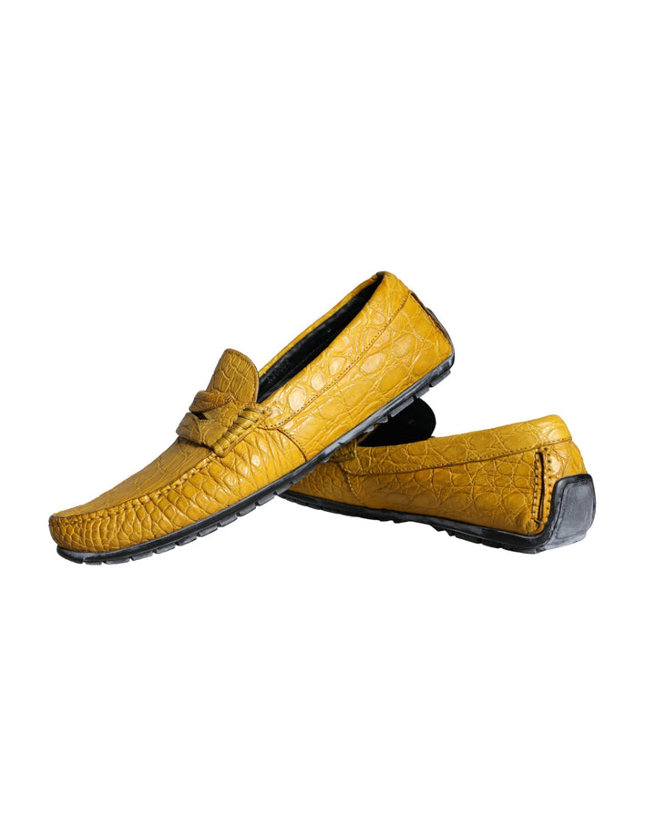 Men’s Dolce &amp; Gabbana Yellow Leather Slip Mocassin Loafers Shoes