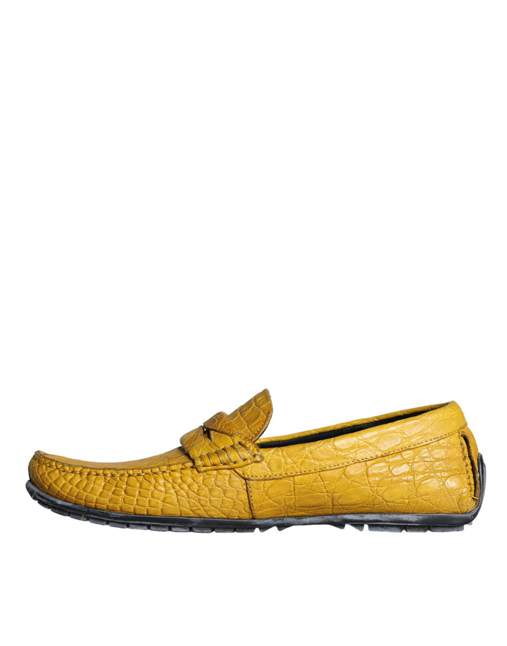 Men’s Dolce &amp; Gabbana Yellow Leather Slip Mocassin Loafers Shoes