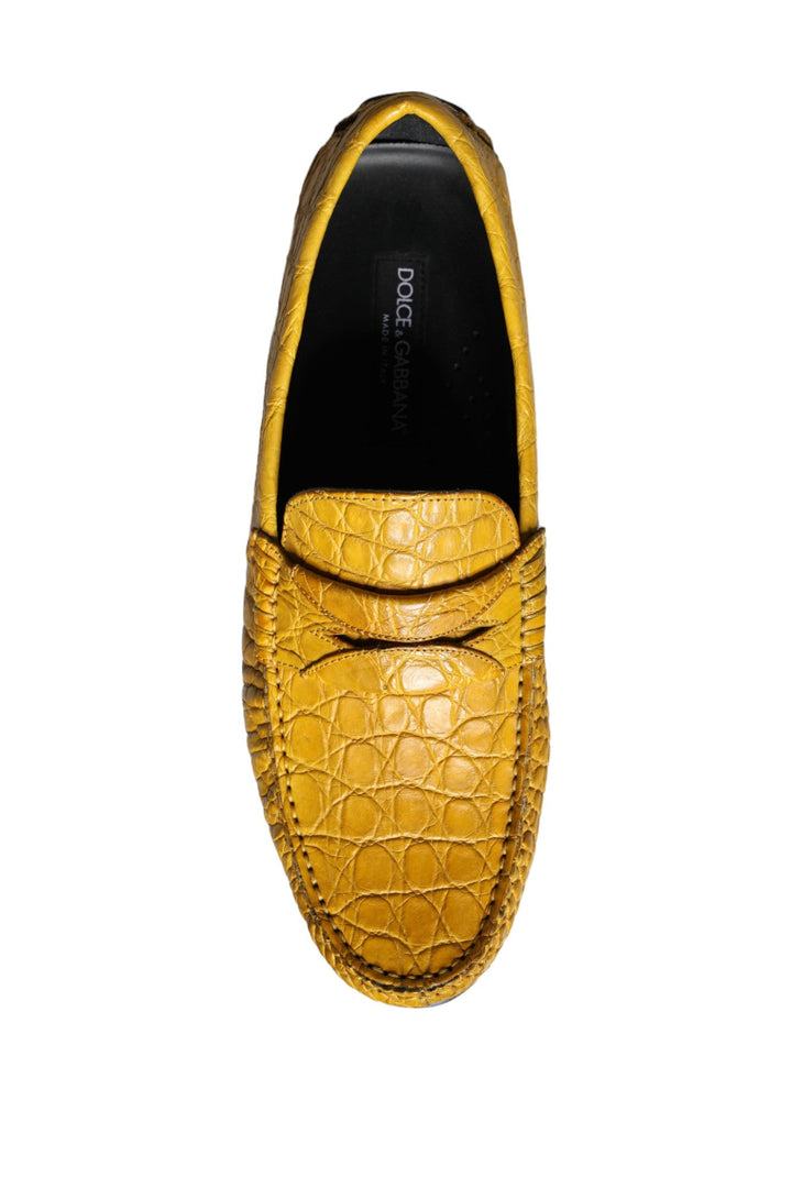 Men’s Dolce &amp; Gabbana Yellow Leather Slip Mocassin Loafers Shoes