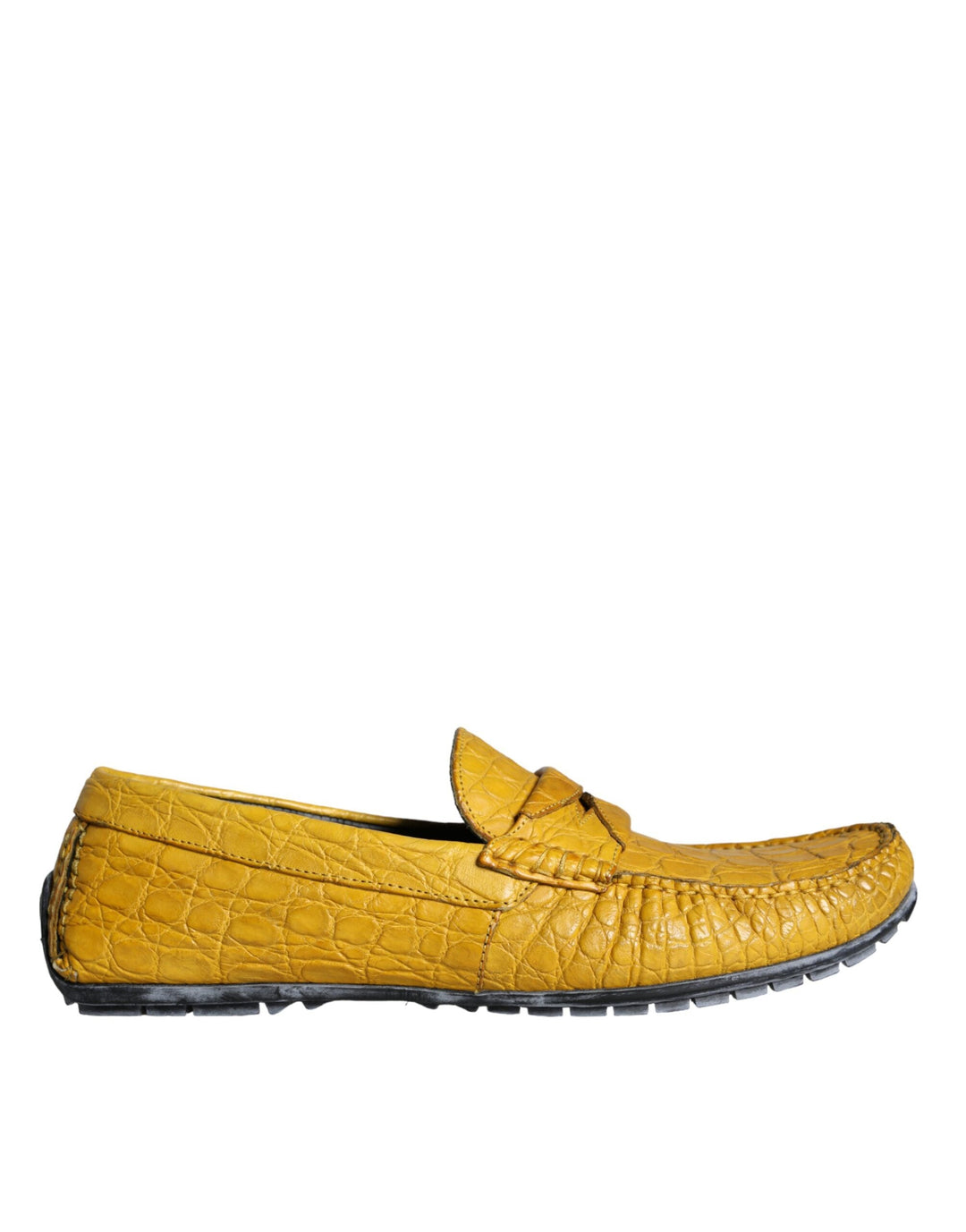 Men’s Dolce &amp; Gabbana Yellow Leather Slip Mocassin Loafers Shoes