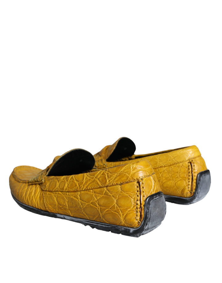 Men’s Dolce &amp; Gabbana Yellow Leather Slip Mocassin Loafers Shoes