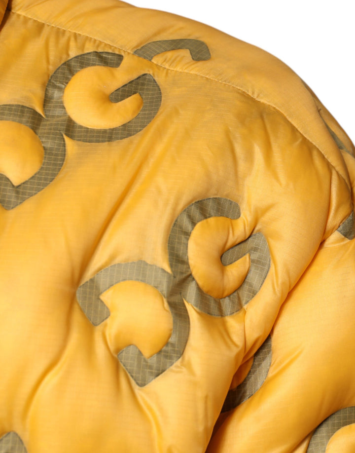 Men’s Dolce &amp; Gabbana Yellow Logo Padded Buttoned Blouson Jacket