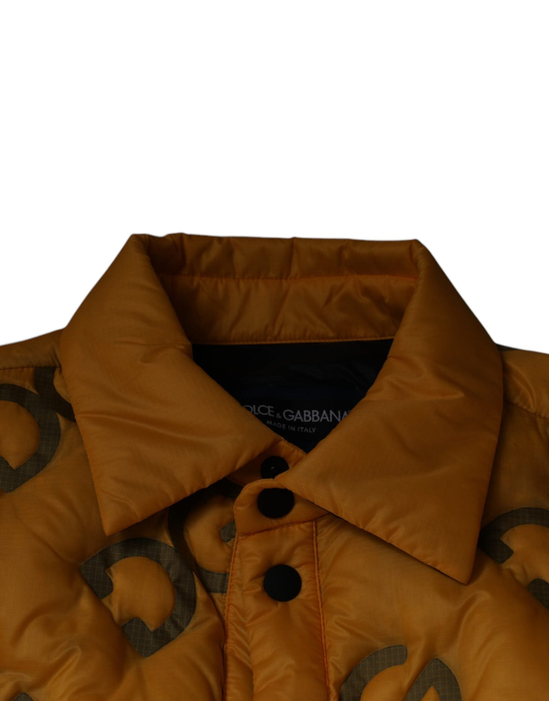Men’s Dolce &amp; Gabbana Yellow Logo Padded Buttoned Blouson Jacket
