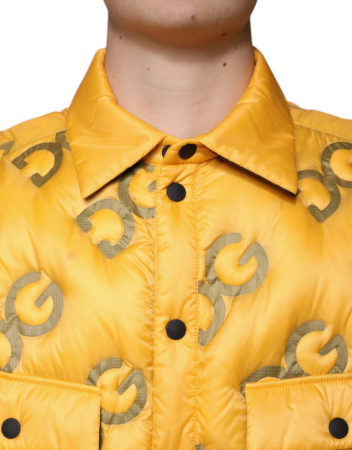 Men’s Dolce &amp; Gabbana Yellow Logo Padded Buttoned Blouson Jacket
