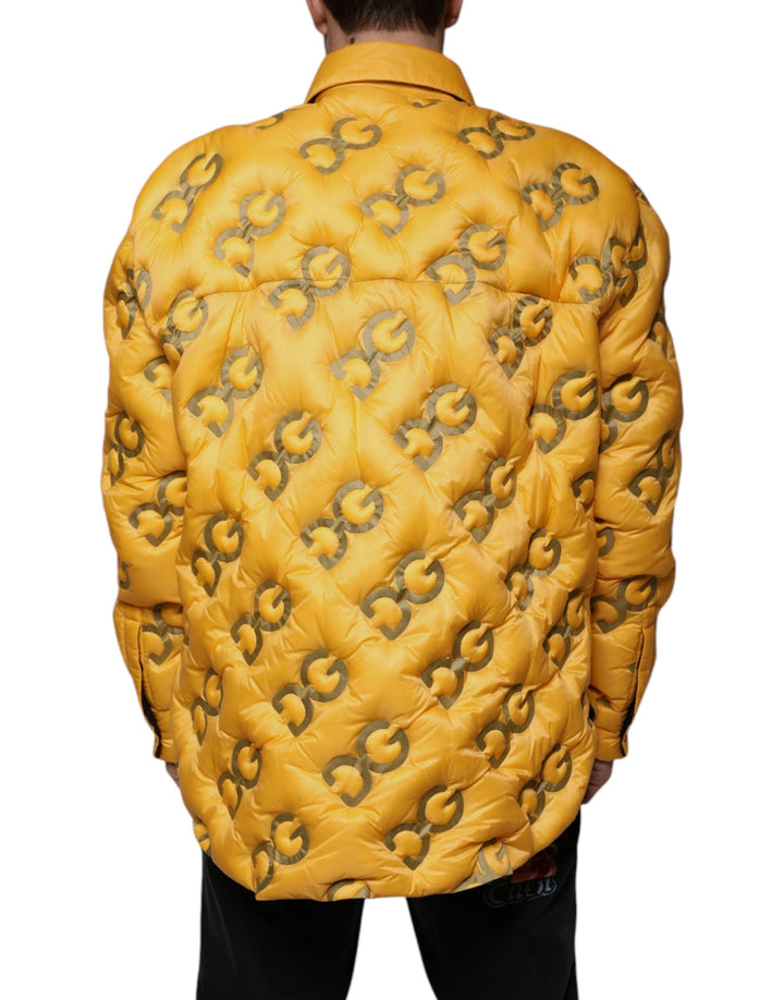 Men’s Dolce &amp; Gabbana Yellow Logo Padded Buttoned Blouson Jacket