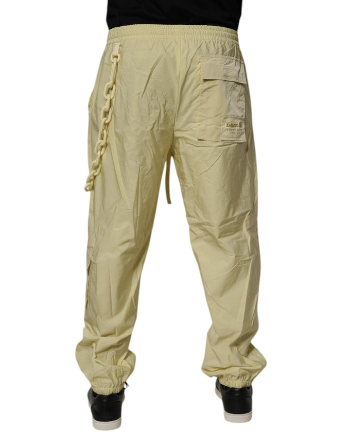 Men’s Dolce &amp; Gabbana Yellow Nylon Cargo Chain Men Jogger Pants