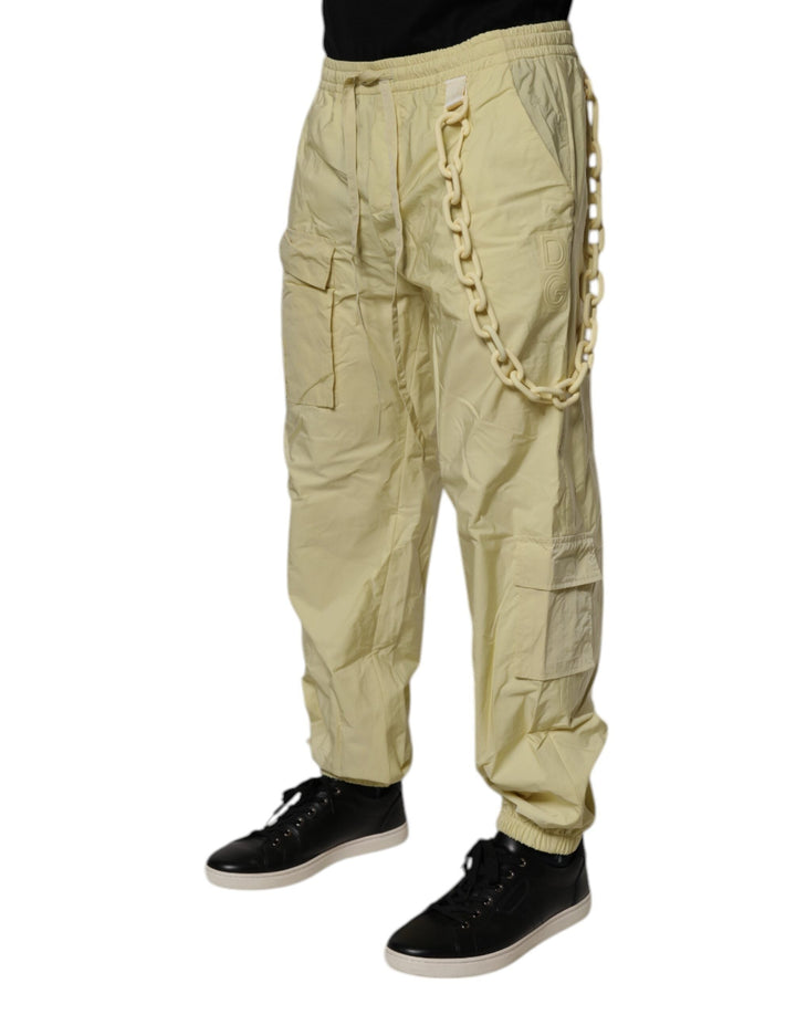 Men’s Dolce &amp; Gabbana Yellow Nylon Cargo Chain Men Jogger Pants