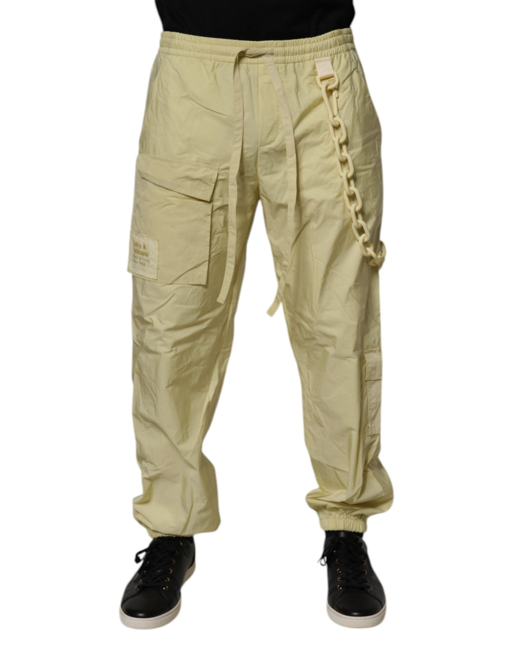 Men’s Dolce & Gabbana Yellow Nylon Cargo Chain Men Jogger Pants