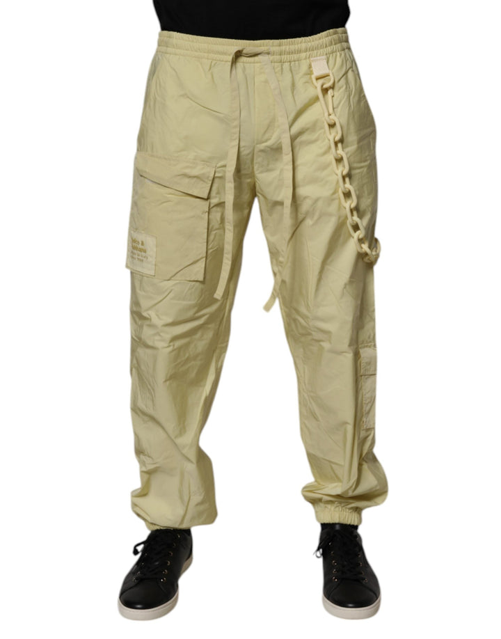 Men’s Dolce &amp; Gabbana Yellow Nylon Cargo Chain Men Jogger Pants