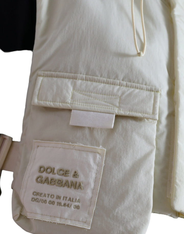 Men’s Dolce &amp; Gabbana Yellow Nylon Hooded Sportswear Vest Jacket