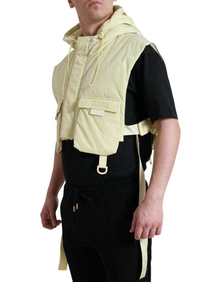 Men’s Dolce &amp; Gabbana Yellow Nylon Hooded Sportswear Vest Jacket