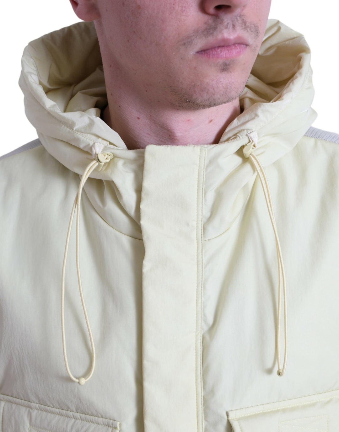 Men’s Dolce &amp; Gabbana Yellow Nylon Hooded Sportswear Vest Jacket