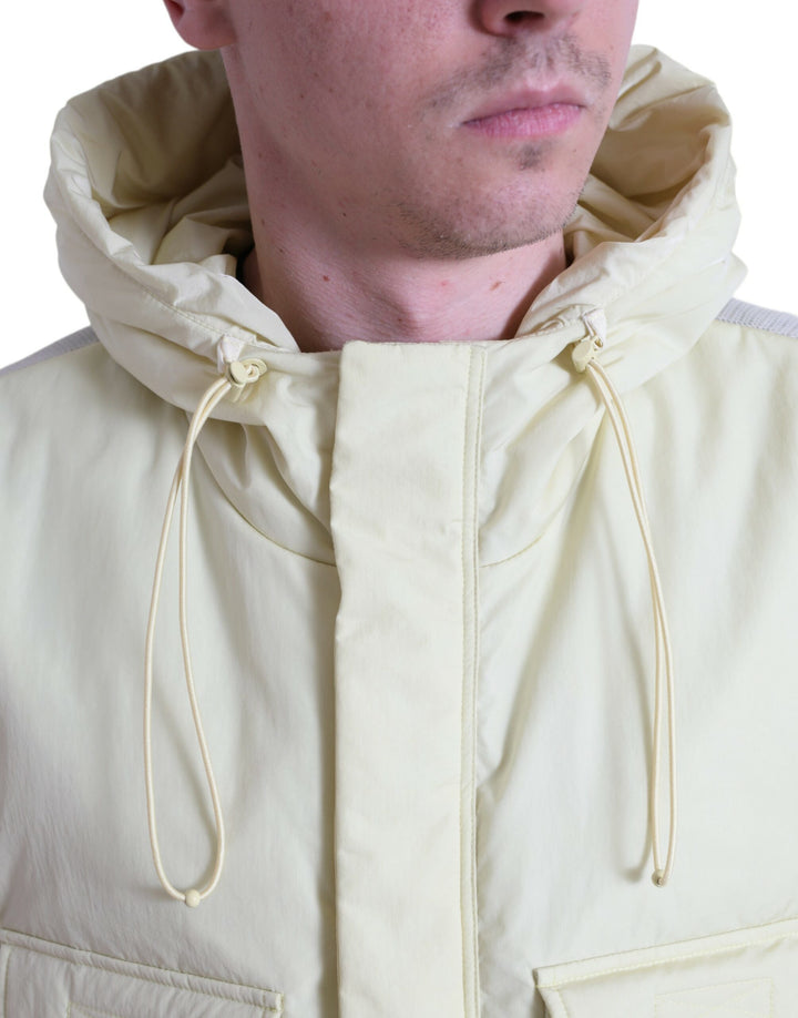 Men’s Dolce &amp; Gabbana Yellow Nylon Hooded Sportswear Vest Jacket